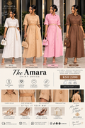 The Amara Shirt Dress by ZELORIA styled in available colourways with sandals, heels and handbags