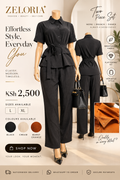 ZELORIA belted two-piece set in black with available colour options