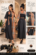 ZELORIA plaid panel maxi dress campaign
